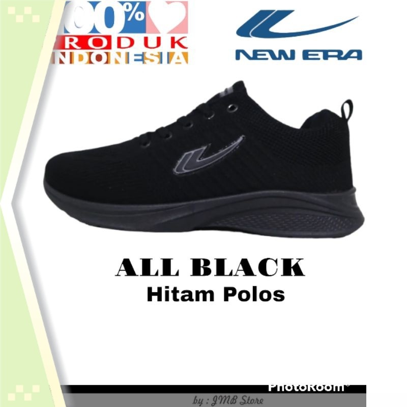 Sepatu Keren Kekinian Sekolah Anak SD SMP SMA / Sepatu Sekolah New Era Hitam Polos All Black