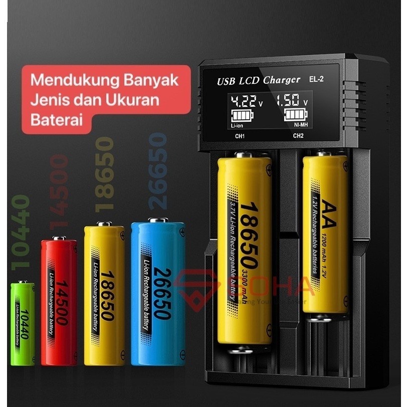 CHB-011 Charger Baterai Cas Baterai AAA AA 18650 Indikator Digital LED Status Baterai Volt dan Amper