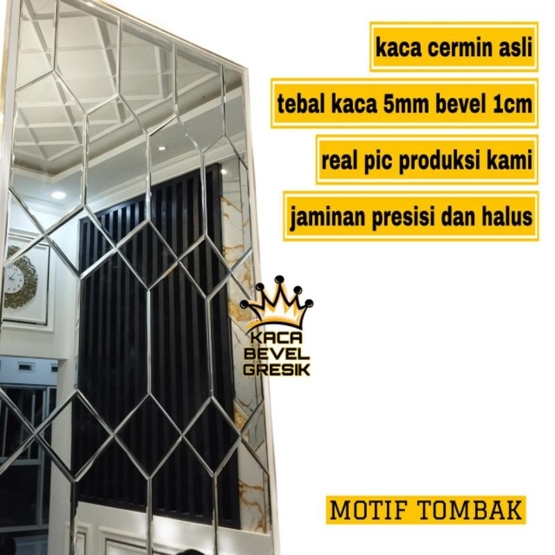 custom motif kaca cermin bevel moulding tebal kaca 5mm