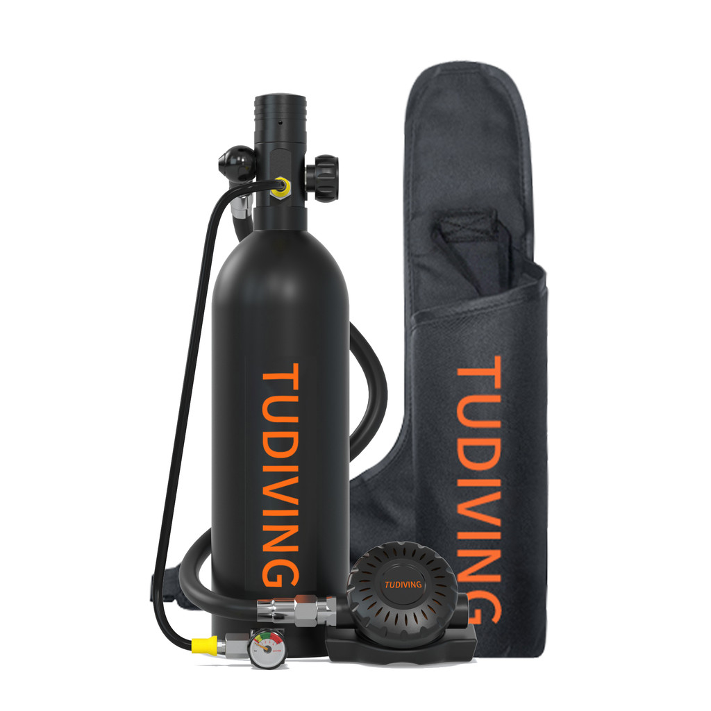 TUDIVING-Portable Scuba Tank Kit 1L Mini Diving Tank Reusable Travel Lung Tank for Emergency Rescue 