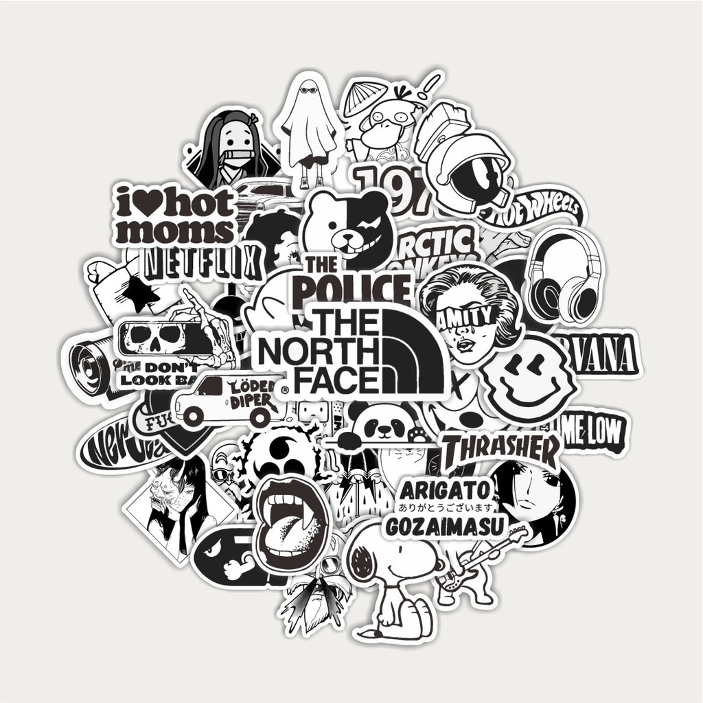 

Sticker Pack Stiker Tumbler Black & White V5 | Sticker TUMBLR | Stiker LAPTOP KOPER HELM