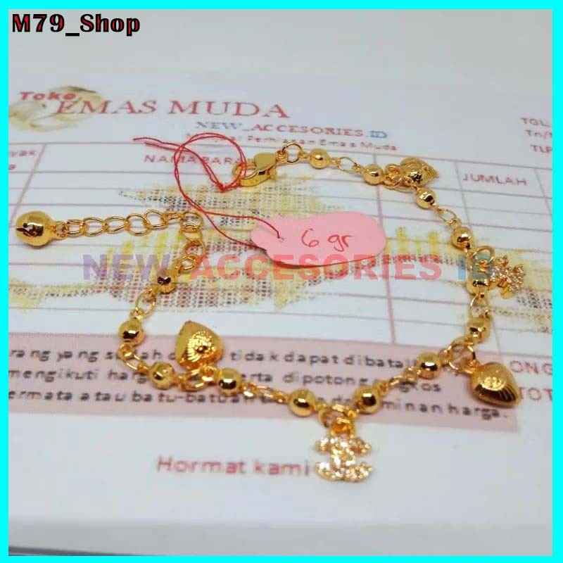 gelang rantai love dewasa emas asli 24k kadar 17,9 ada surat dapat dompet perhiasan bisa COD
