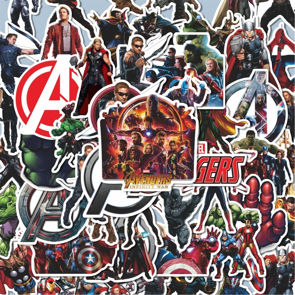 

100PCS Lucu Sticker Avengers Sticker Stiker Aesthetic Stiker Anti Air Stikers Berperekat Waterproof sticker decal buat Motor Helm Buku Journal Koper Casing HP Laptop Botol Minum Hadiah anak