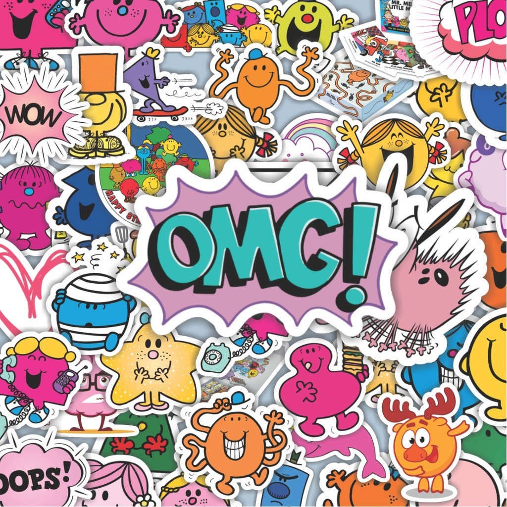 

100PCS Lucu Stiker Kartun Mr. Men and Little Miss Stiker Aesthetic Stiker Anti Air Stikers Berperekat Waterproof sticker decal buat Motor Helm Buku Journal Koper Casing HP Laptop Botol Minum Hadiah anak