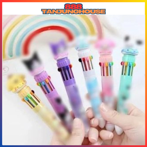 

TJH Pena Mekanik Karakter Kartun Pulpen Kartun 10 Warna Lucu 3D DOLL Bolpen Gel Tinta Donat Animasi 10 Warna Alat Tulis Sekolah Anak Super Imut SS307