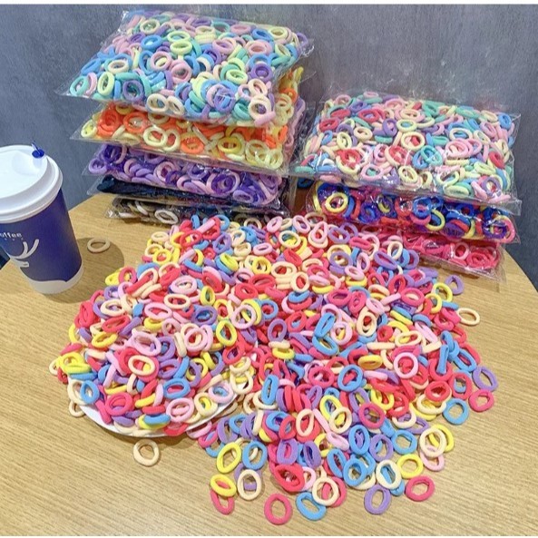 IKAT RAMBUT H916 ISI 200PCS KUNCIRAN RAMBUT ANAK-TALI RAMBUT MODEL DONAT ELASTIS