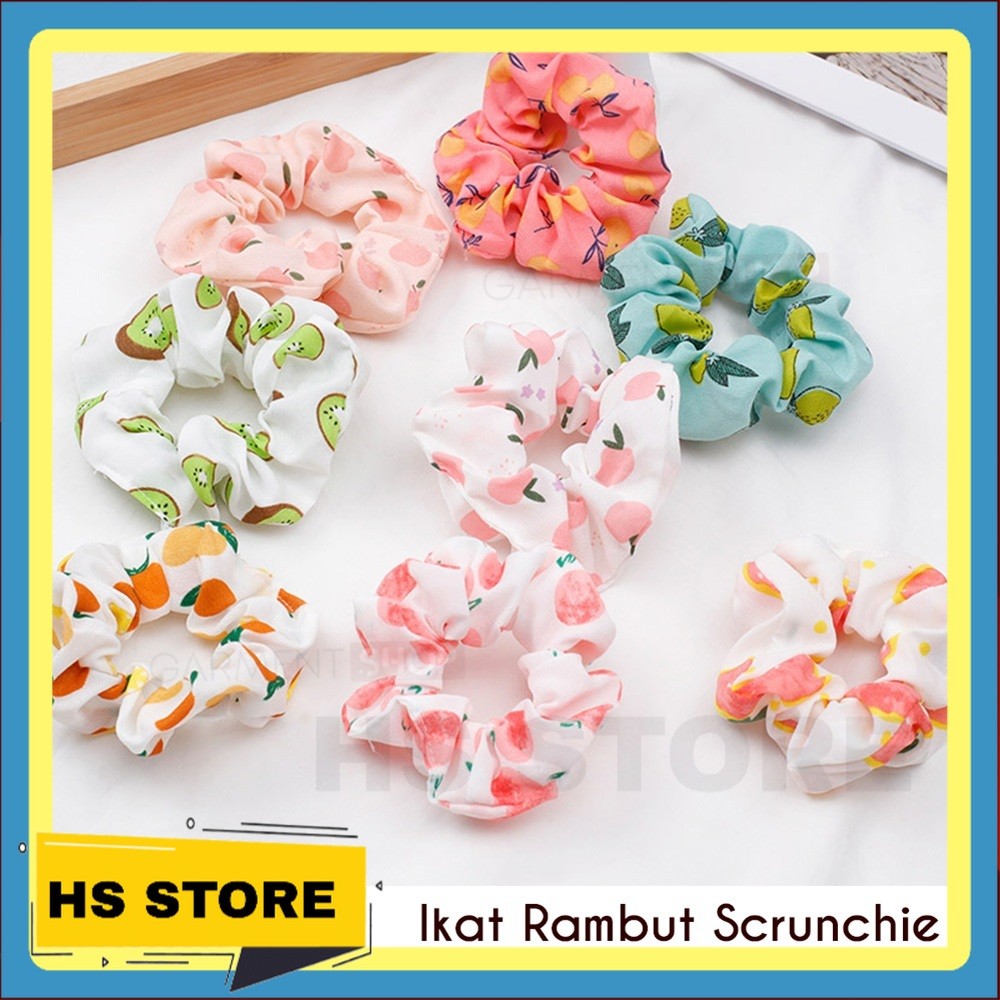 Ikat Rambut Scrunchie Gaya Korea Tile Bulu Kain Hairband Gelang Kunciran Cepol JilbabLingkar Besar