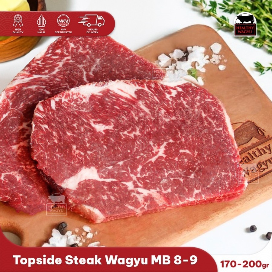 

Topside Beef Steak Wagyu Marbling 8-9 AUS 170-200gr Healthy Wagyu