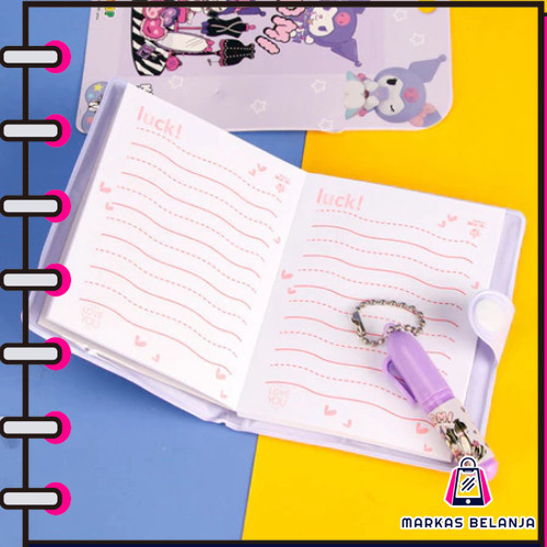 

Markas Mini Klip Note Book and Pen / Buku Diary Kancing Sanrio / Cute Mini Note Book 2 in 1 / Set Memo Diary Motif Sanrio Y3434