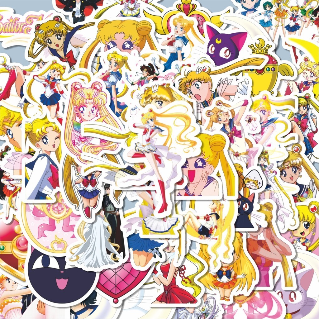 

100PCS Lucu Stiker Anime Sailor Moon Stiker Aesthetic Stiker Anti Air Stikers Berperekat Waterproof sticker decal buat Motor Helm Buku Journal Koper Casing HP Laptop Botol Minum Hadiah anak