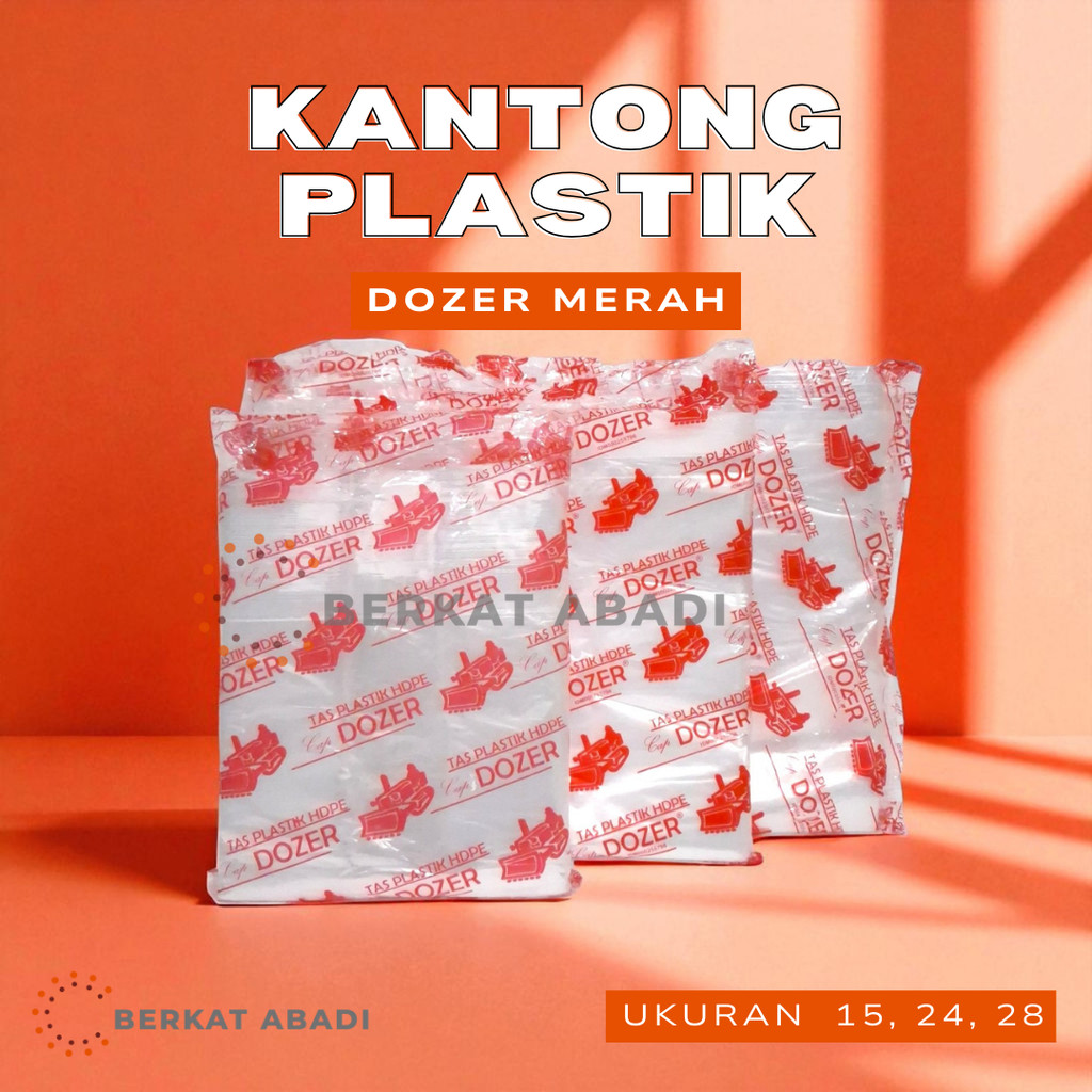 Kantong Kresek Bening Dozer Merah HDPE – Ukuran 15 / 24 / 28 | Kresek Makanan Serbaguna Tebal