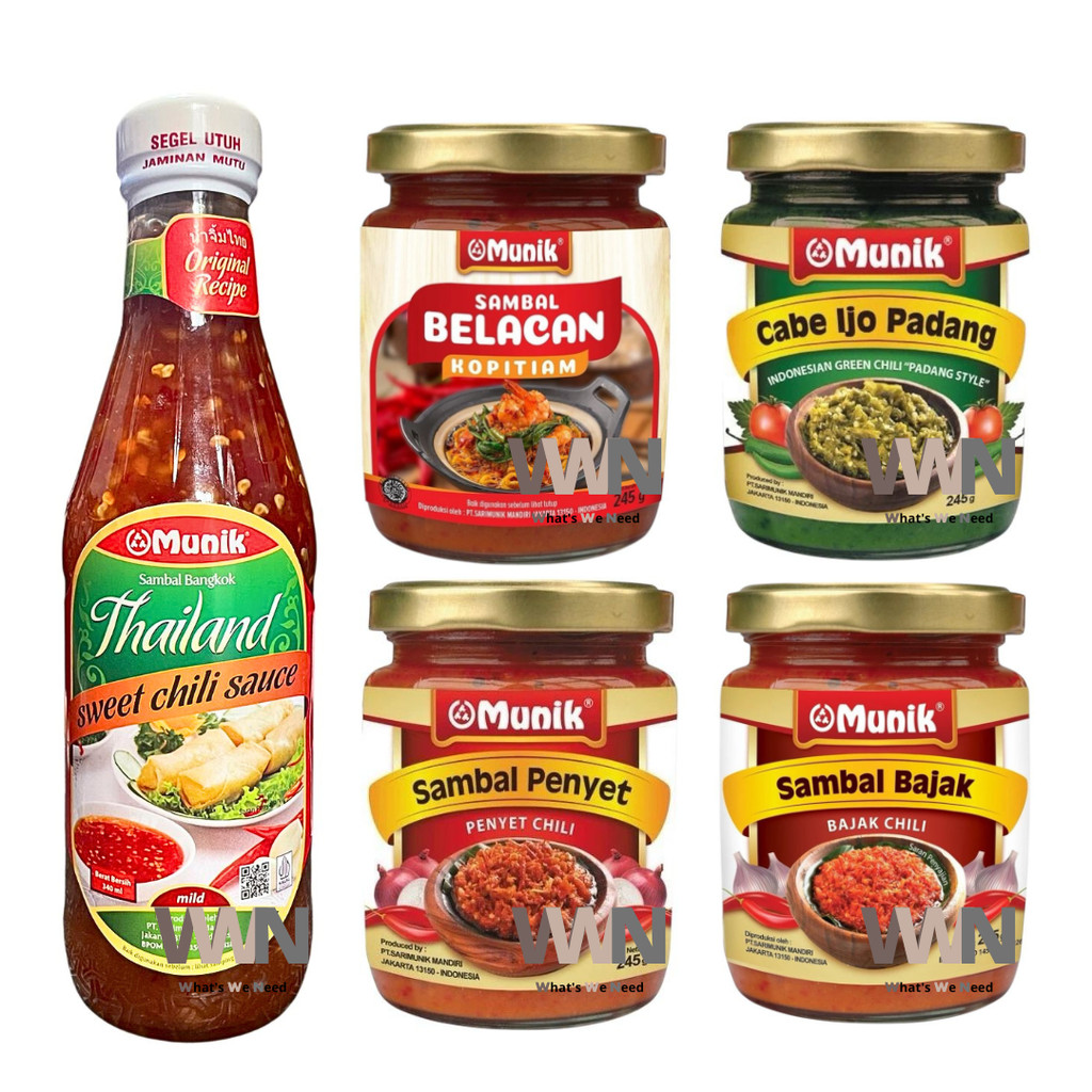 

Sambal Munik Cabe Ijo Padang / Belacan / Penyet / Bajak / Sambal Bangkok Thailand 245gr 340ml