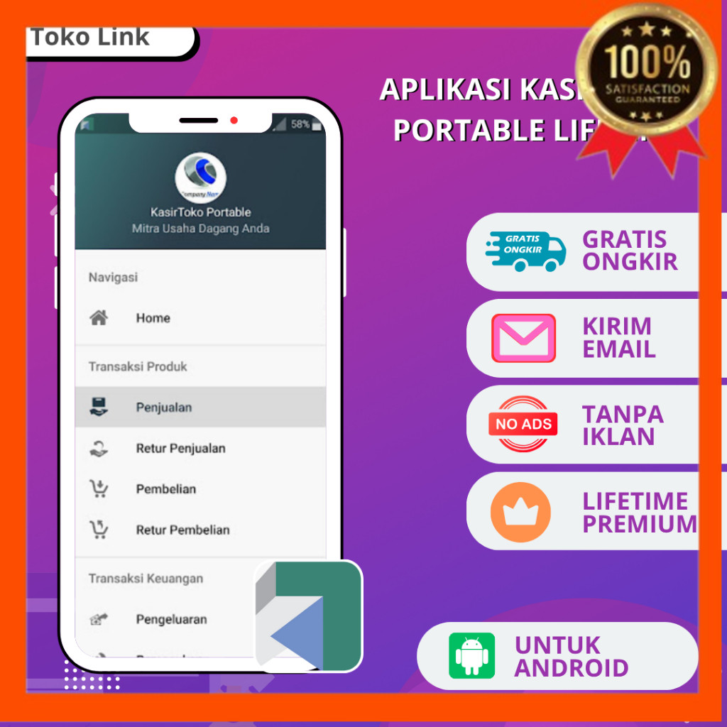 Aplikasi Kasir Toko Portable Android Lifetime