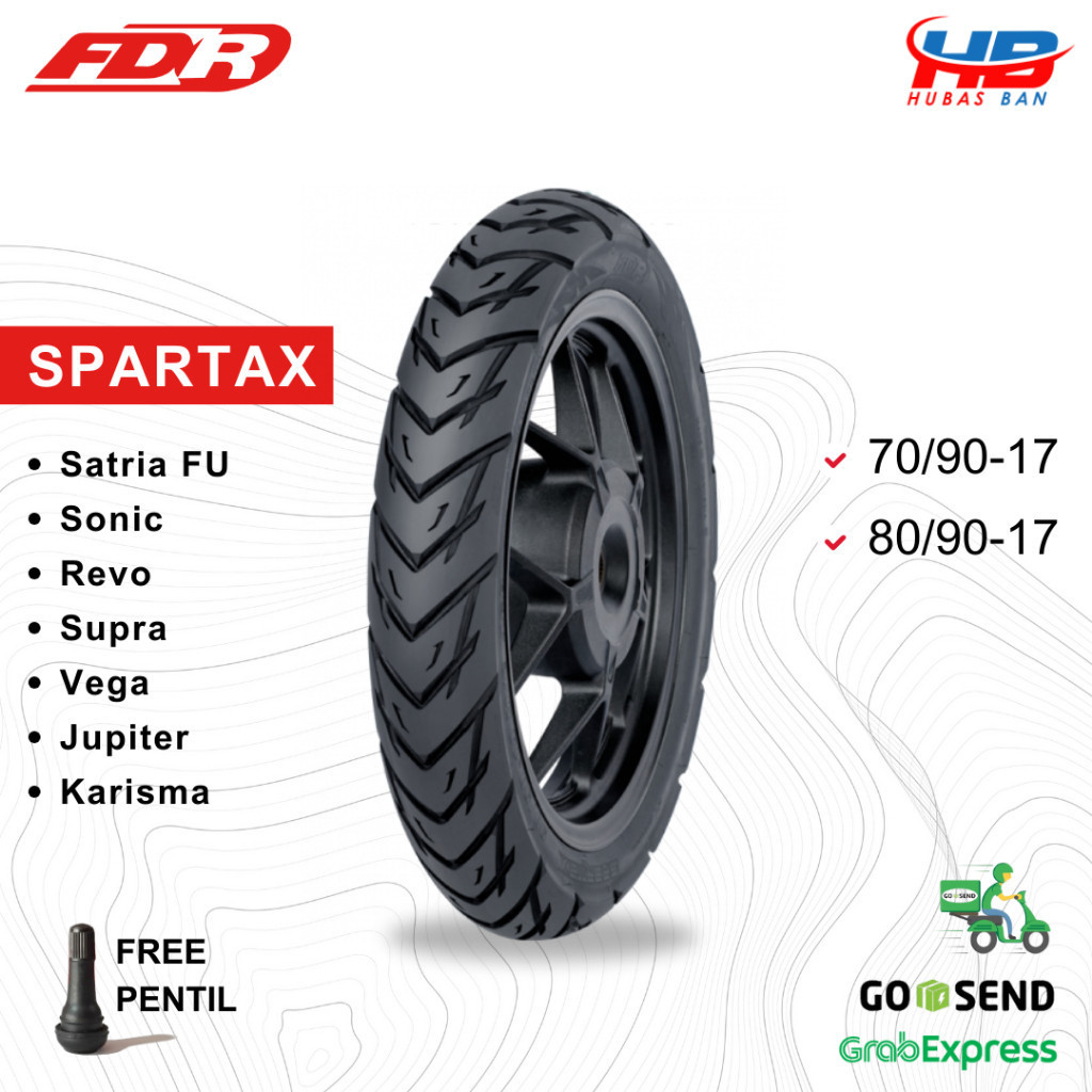 Ban Motor Ring 17 FDR Spartax 70/90 80/90 ban Tubles Satria FU Sonic REvo Supra Vega Karisma Jupiter