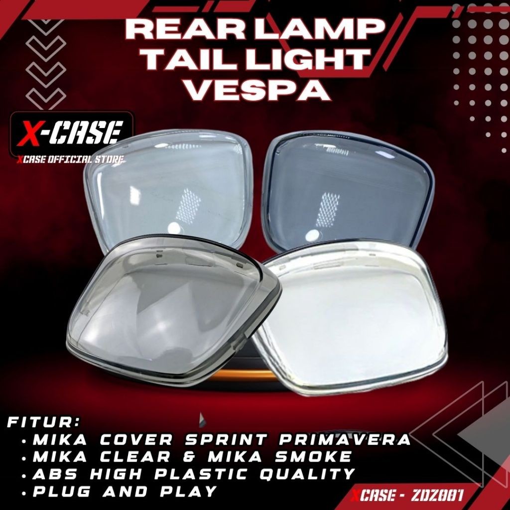 3nity Mika Stoplamp Xcase Vespa Sprint Primavera Iget 2015-2024 Clear &Smoke Tail Light Cover ZDZ001
