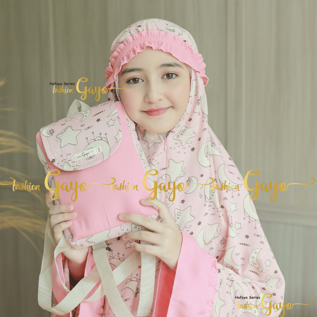Mukena fashion GAYO - Afiqa Hafsya Series – Mukena Anak Rayon Lembut Resleting 2in1 Size M – XXL