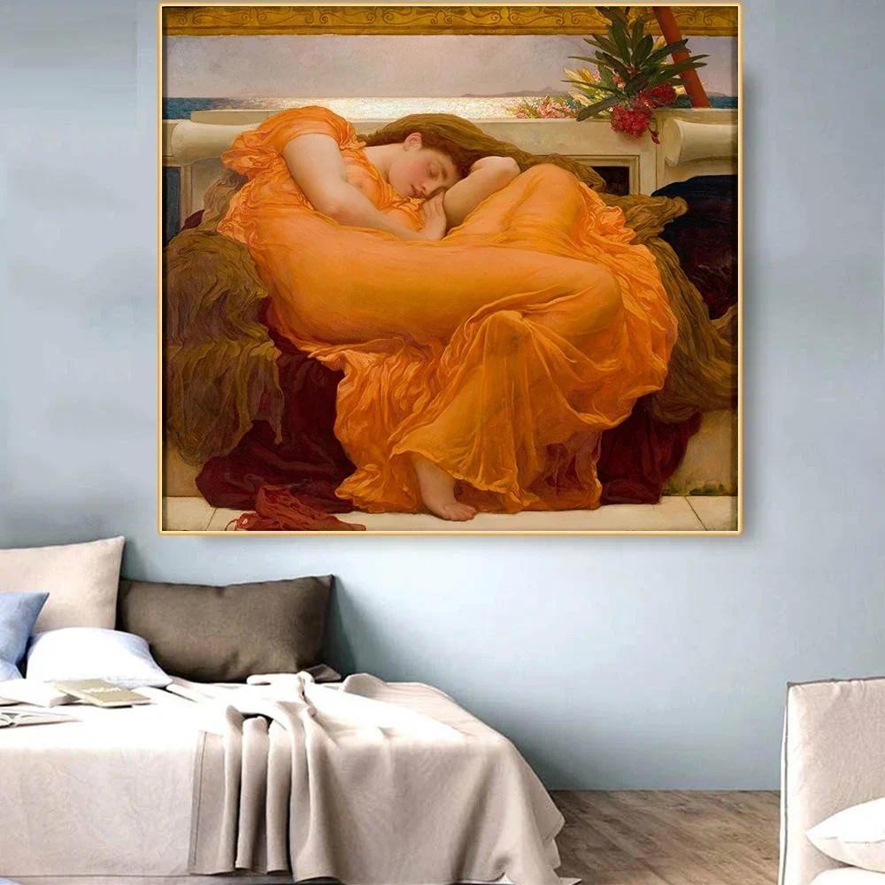 

Frederic Leighton " Flaming June " Canvas Art Oil Painting Artwork Poster Picture Modern Wall Decor Home Livingroom Decoration