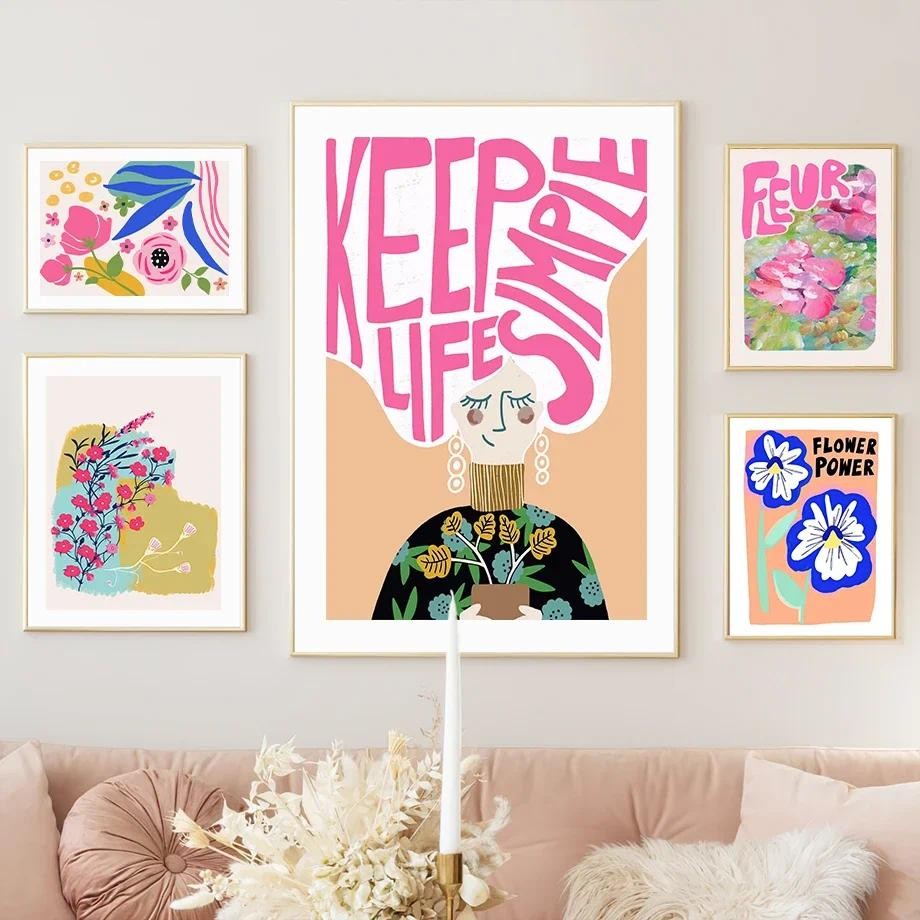 

Fleur Flower Power Keep Growing Quotes Wall Art Posters Prints Nordic Canvas Painting Abstract Pictures For Living Room Decor