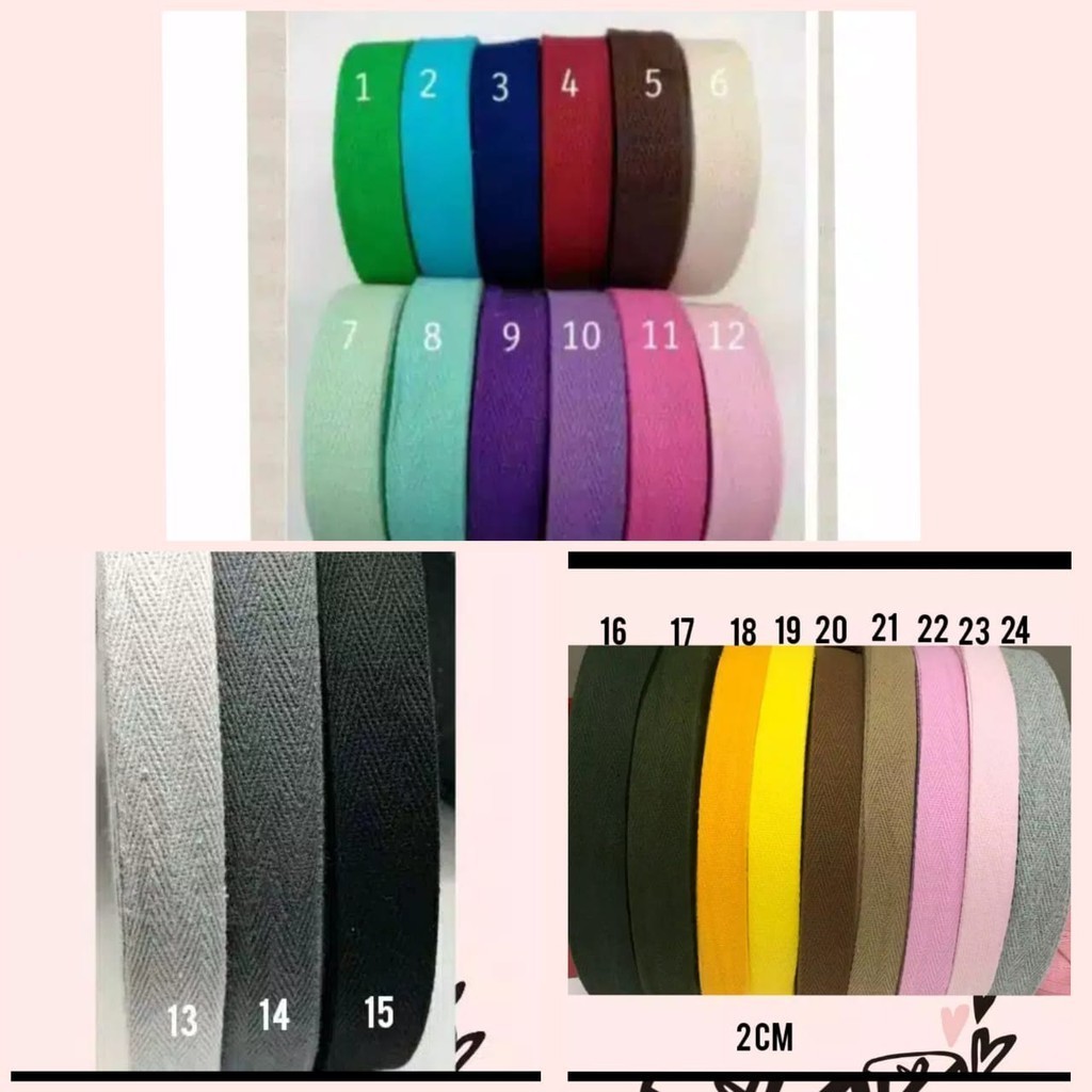 

1 YARD - 2 cm | Twill Cotton Tape | Pita Katun | Tali Sarung Guling
