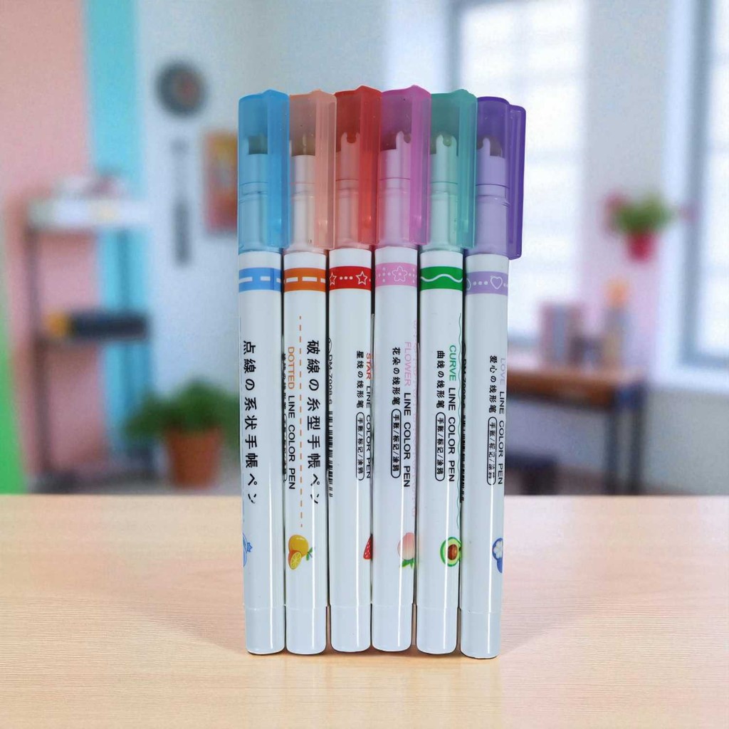 

AShop Pena Spidol Renda Flower Line Shape Highlighter Pen 6PCS