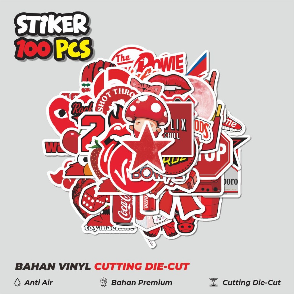 

Terbaru! 50 pcs Stiker VSCO Red/Merah Dekorasi Lucu Kreatif untuk Notebook, Skateboard, HP