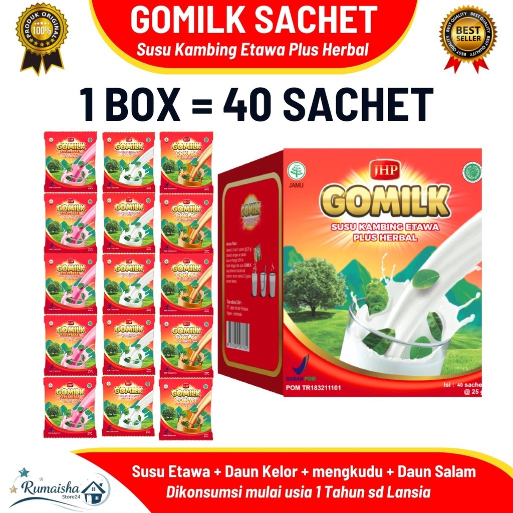 

Gomilk Sachet 1 KG isi 40 pcs – Susu Etawa Aman Maag, Anak & Lansia | Kalsium Tinggi, Enak