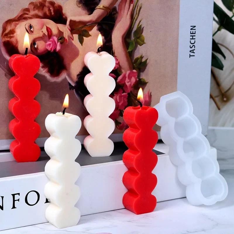 

Silicone Candle Mold Handmade 5 Love Shape Epoxy Resin Aromath Soap Molds Home Decor Craft Gifts Candle Decor DIY Mould
