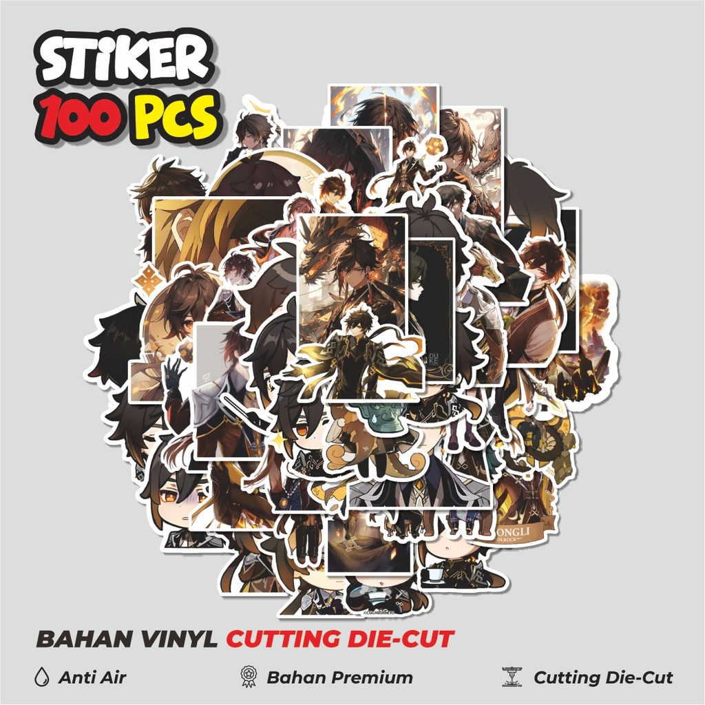 

Terbaru! 50 pcs Stiker Anime Genshin Impact Zhongli Q-1 Mini Diary Dekorasi Lucu Kreatif untuk Notebook, Skateboard, HP