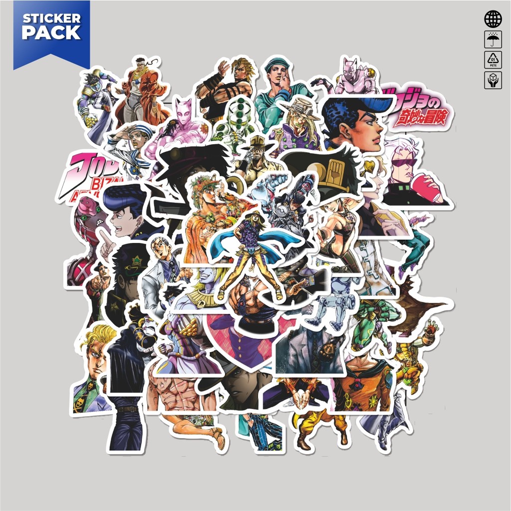 

[100PCS]Stiker Pack Stiker Manga JoJo's Bizarre Adventure Stone Ocean Aesthetic Vinyl Anti Air Dekorasi Sticker Laptop Buku Journal Koper Helm Casing HP Gitar Helm Skateboard