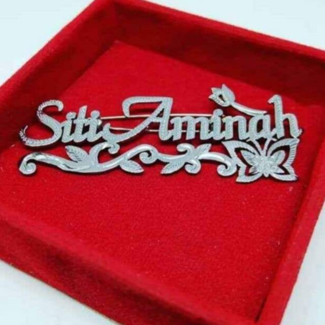 Bros nama /bros ukir nama gold - silver /bros nama terbaru/bros nama kekinian by fika acc