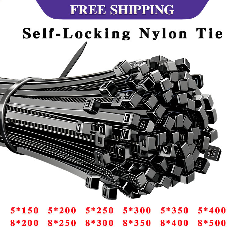 

Self-locking Nylon Cable Black Ties 5x250mm Straps Fastening Loop Reusable Plastic Wire Ties Adjustable Cables Ties 5x200mm