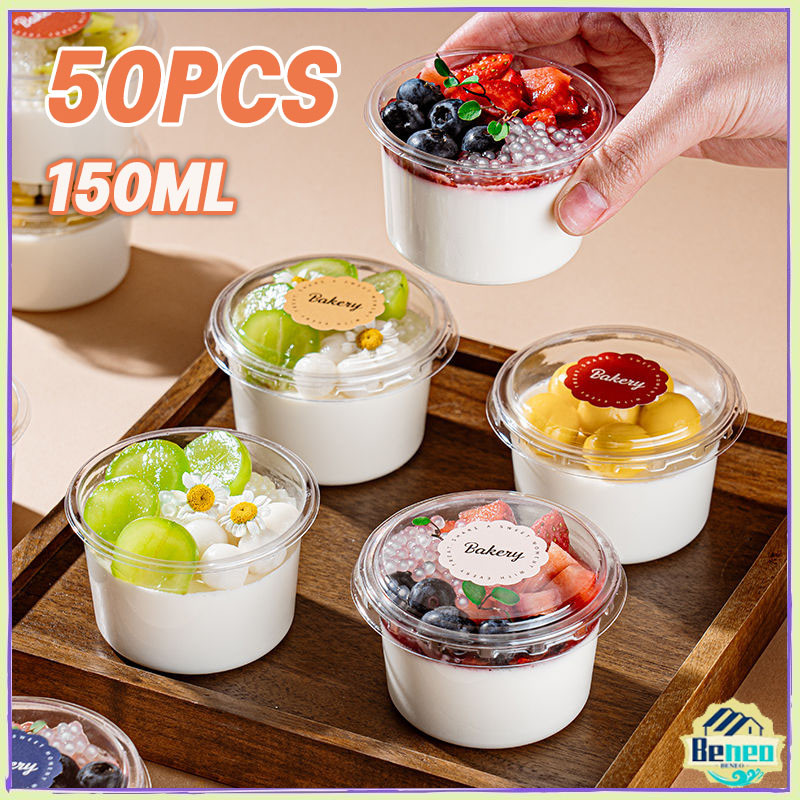 50PCS Jelly Puding Dessert Cup Gelas Cangkir Puding Tiramisu Ice Krim Cup Jelly Salad Buah Kekinian 