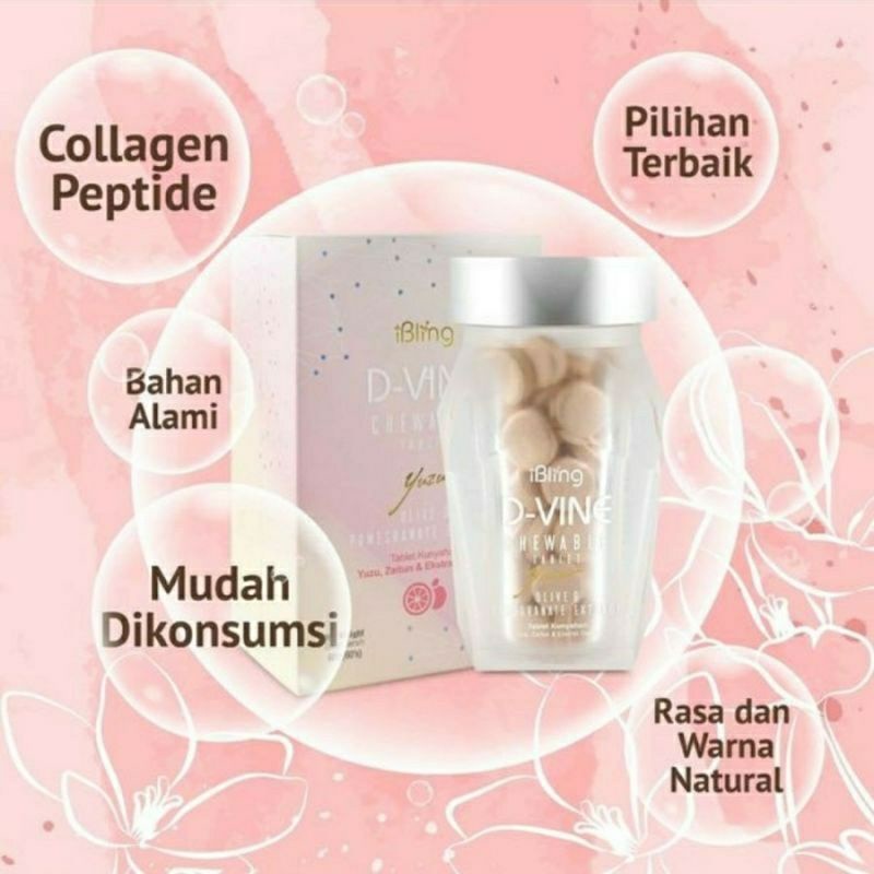 (COD) D Vine Candy Collagen 30 Tablet Asli Herbal D-Vine Asli Original