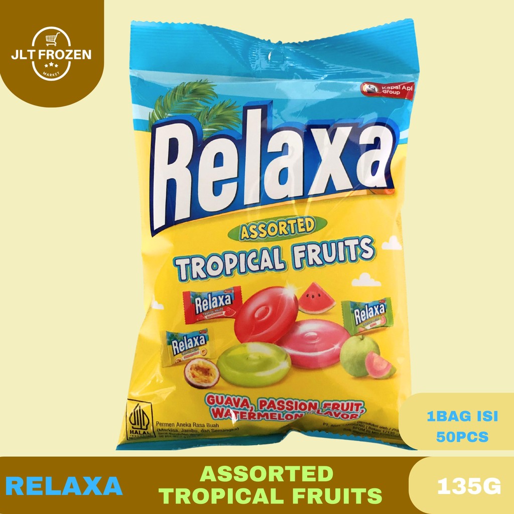 

Relaxa Tropical Fruit Kemasan 135g ( isi 50pcs ) / Permen Rasa Buah