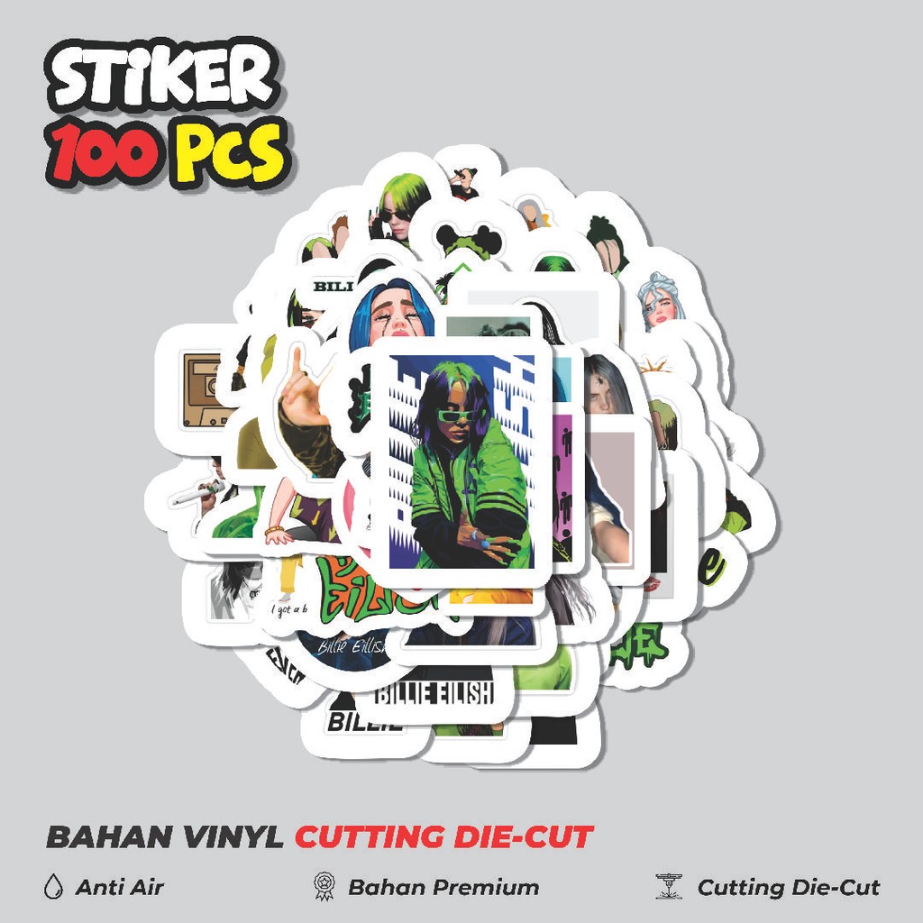 

Terbaru! 50 pcs Stiker Billie Eilish Dekorasi Lucu Kreatif untuk Notebook, Skateboard, HP