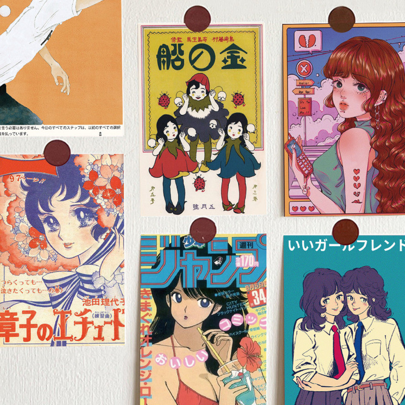 

Ins Japanese Cartoon Girl Vintage Postcards Cute Photo Props Room Background Wall Kawaii Creative DIY Decorative Card 10 Sheets