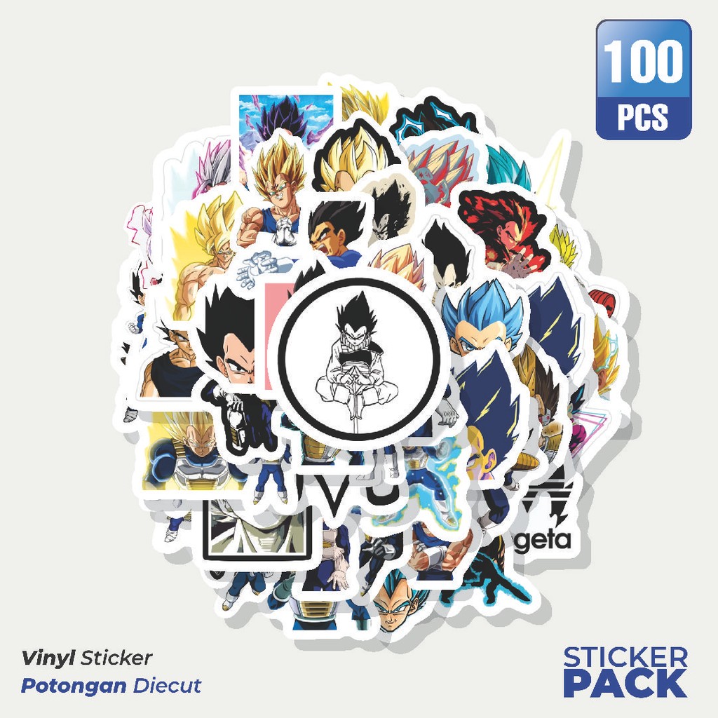 

Super Hemat! 100 PCS Stiker Anime Vegeta Dragon Ball Waterproof Aesthetic- Untuk Laptop, Motor, dan Helm - Paper Stationery Pack