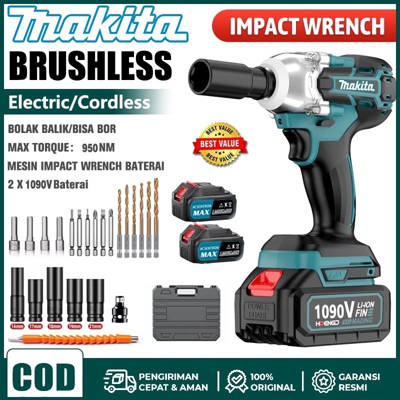 MAKITA Impact Wrench 1090V/588V 1600N.M Brushless Impact Wrench Electric Impact Wrench Spanner Sets