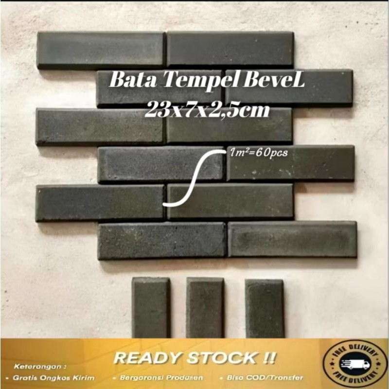 PLAOSANSTORE Bata tempel bevel abu natural halus