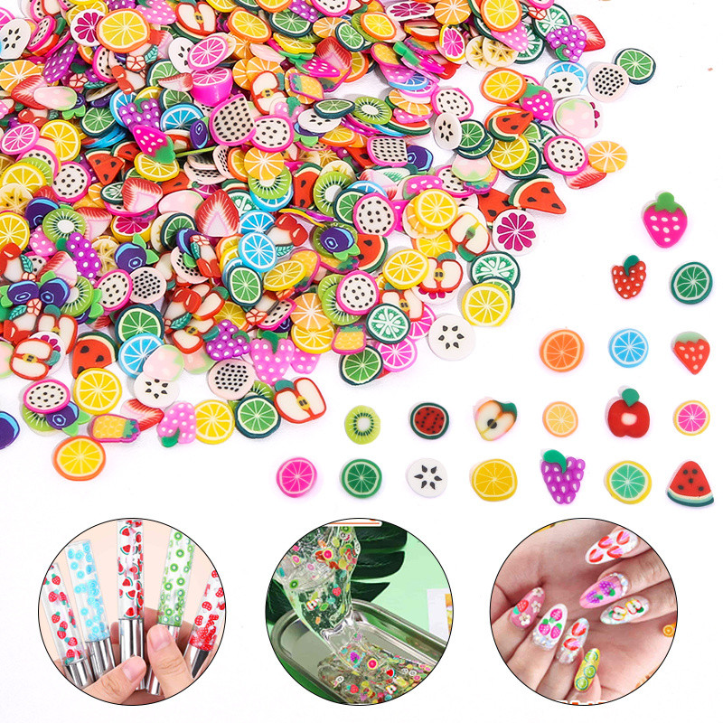 

1000pcs/Pack Clay Resin Filler 3D Mix Tiny Fruit Animal Flower Leaf Slices Polymer Clay for DIY Epoxy Resin Nail Art Decorations