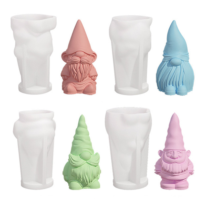 

New Faceless Dwarf Silicone Molds 3D Santa Claus Scented Candle Plaster Soap Resin Crafts Mold Home Decor 2024 Christmas Gift
