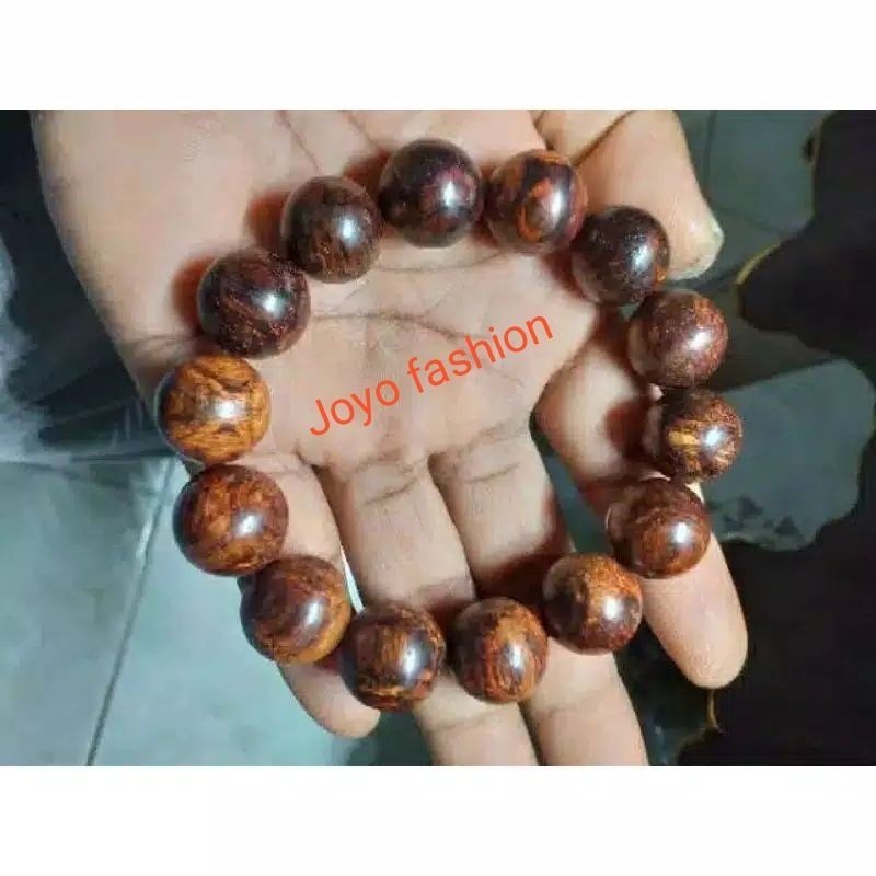 GELANG TASBIH FOSIL GALIH KAYU GAHARU LAKA MERAH KALIMANTAN