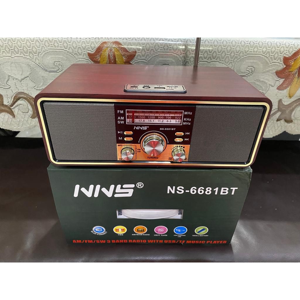 COD PROMO // MURAH // TERLARIS Radio Retro Bluetooth Speaker NNS NS-6681BT – AM/FM/SW, USB/TF Music 