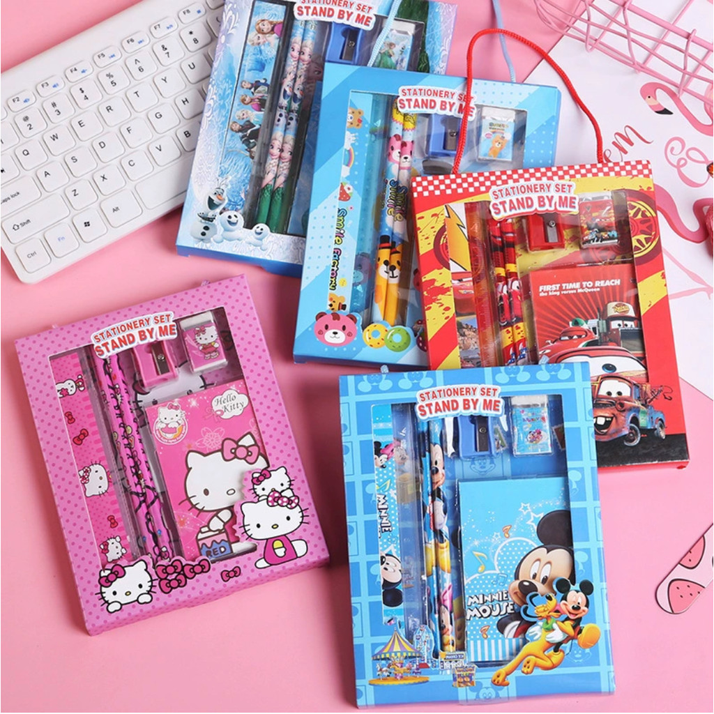 

Stationery Set / Alat Tulis Set 6in1 Hadiah Souvenir Paket Alat Tulis Anak / Alat Tulis Set Karakter