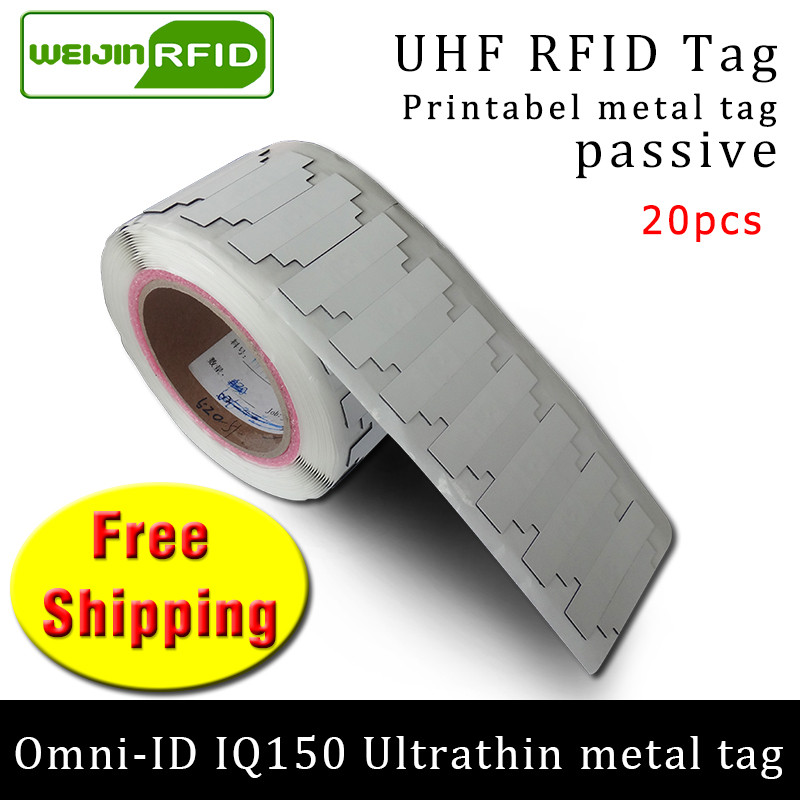 

UHF RFID ultrathin metal tag 58*12.5*1mm 902-928MHz Impinj NXP EPC 20pcs free shipping printable synthetic passive RFID label