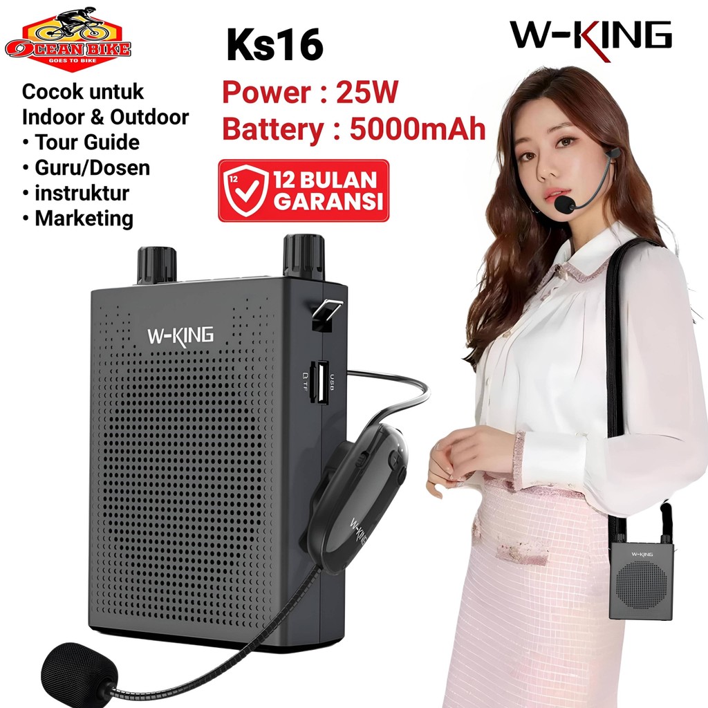 WKING Speaker Bluetooth Pengeras Suara Megaphone Mini portable Ks16 Guru Mengajar Jualan Marketing