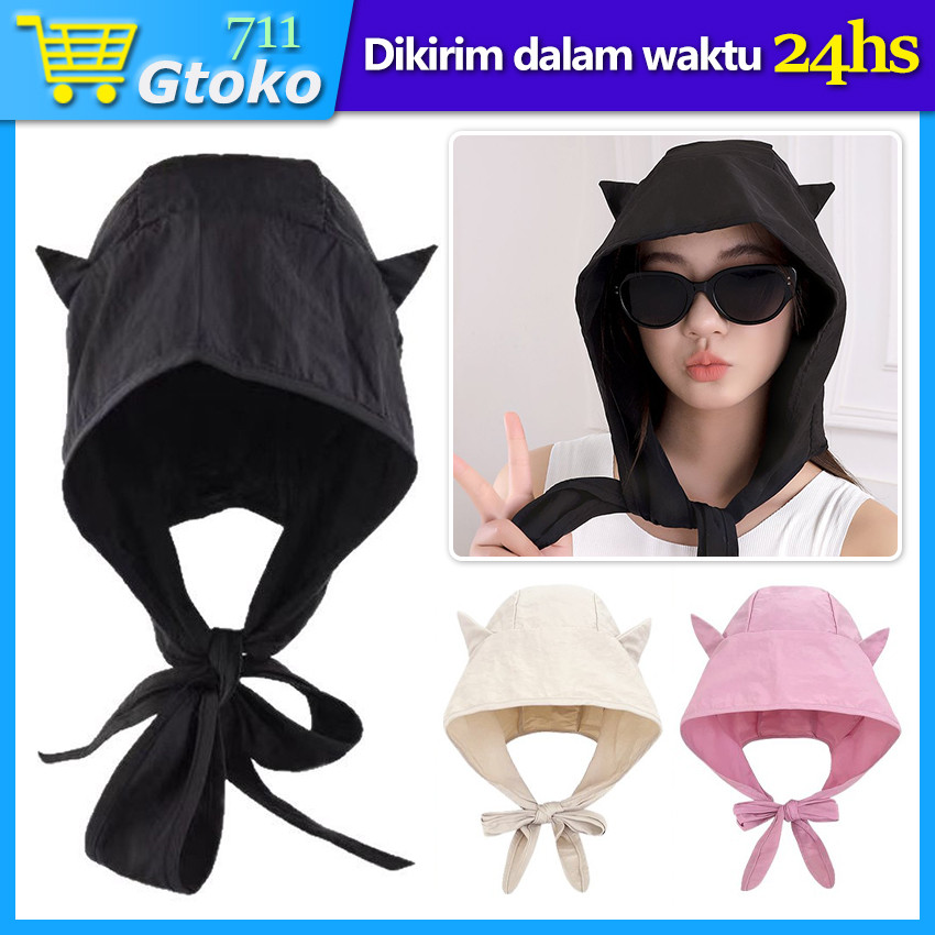 Topi Pantai Wanita Bando Bandana Korea Style Balaclava Cap Topi Musim Panas Anti UV
