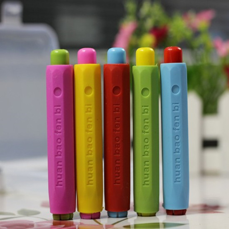 

5 Pcs/lot New Safe Dustless Chalk Holder Pen colorful Chalk clip For Teacher Porta Tiza Blackboard Chalkboard school supplies