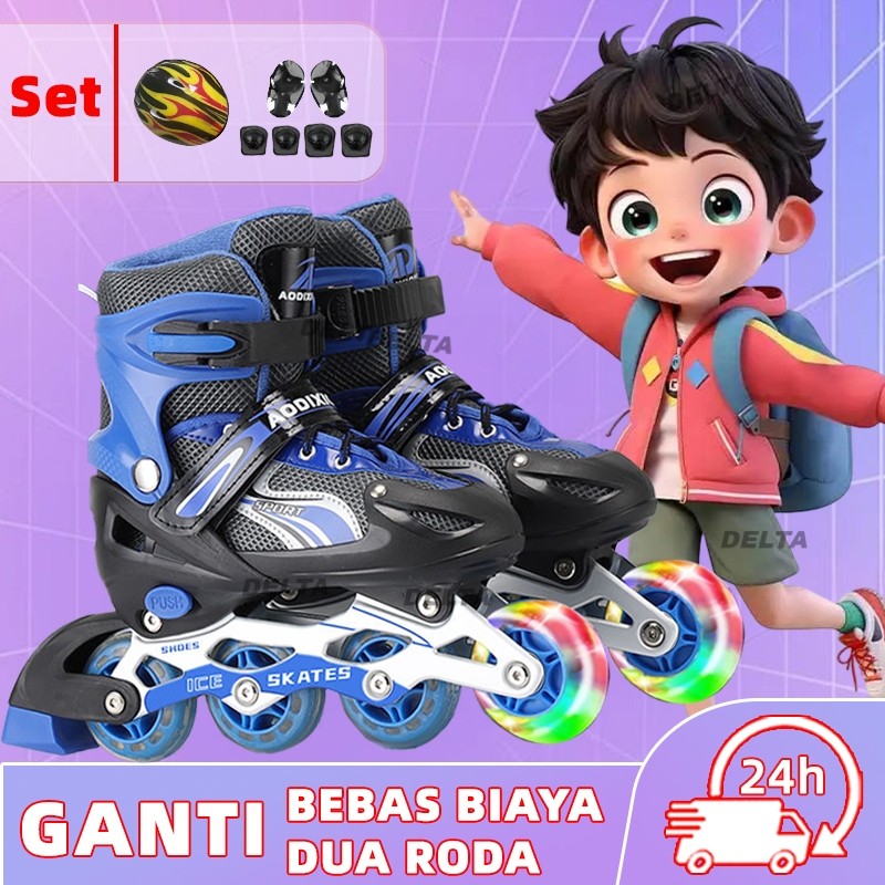 【DELTA】Model Bajaj sepatu roda sepatu roda anak laki laki 3 tahun sepatu roda anak laki laki roda 4
