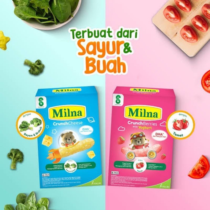 

Milna Crunch Cheese Berries Cemilan Snack Anak Bayi 8 Bulan MPASI Crunchies Roll Baby Jam